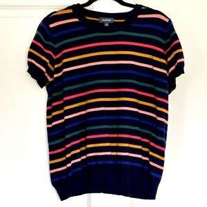 Modcloth Women's Virtue Of Vibrancy Striped Short Sleeve Sweater Size 3X